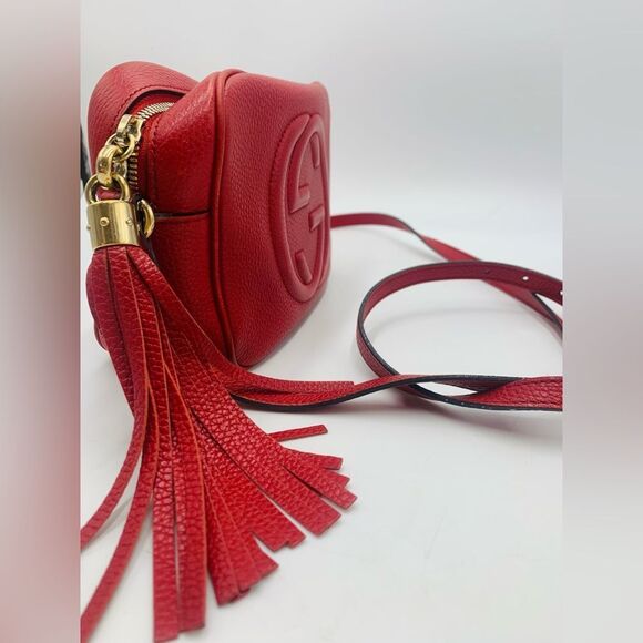 Auth Gucci Tabasco Red Small Soho Disco Crossbody Bag Preloved Purse Excellent - Picture 5 of 16